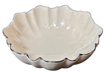 Lenox Symphony Footed Candy Dish Bowl Scalloped Silver Trim