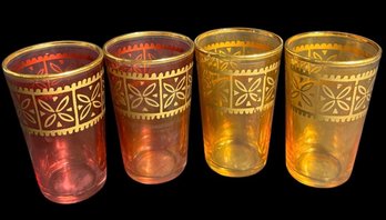 Gold Accented Moroccan Style Tea Glasses 4pc