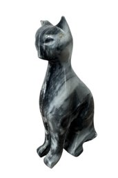 Carved Stone Cat Sculpture
