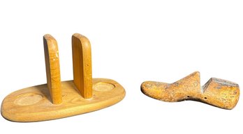 Wood Center Piece And Wood Potter Shoe Last