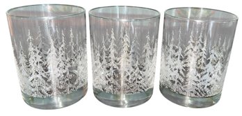 Libby Frosted Pines Double Old Fashioned Glass 3pc