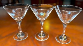 Colorful Atomic Starburst Martini Glass 3pc (DR)