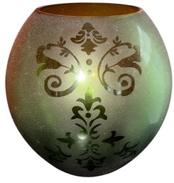 Ornate Floral Green Art Glass Vase (LR)