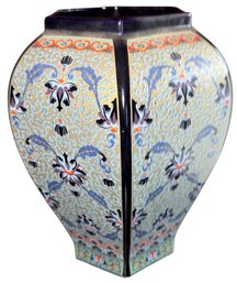 Italian Hand Painted Hexagonal Porcelain Vase (LR)