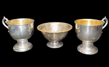 Silver On Copper Goblet Pair, Silver Plated Dish