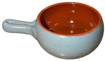 Italian De Silva Blue Glazed Terracotta Handled Soup Bowl/baking Crock (K)