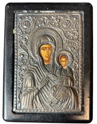 Silver Tradition Art Mary & Jesus Holy Plaque Icon 950 Pure Silver 35
