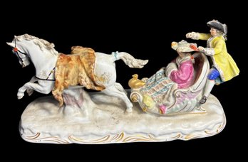 Dresden Porcelain Figure Of A Horse Drawn Sled