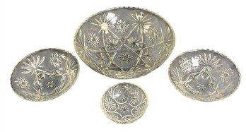 Anchor Hocking Star Of David Pattern Serving Bowl 4pc