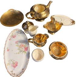 Collection Of Gold And Gilt Dishware (inclu. Royal Winton And J.P Limoges)
