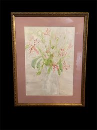 Pink Lillies Water Color & Pencil (RR)
