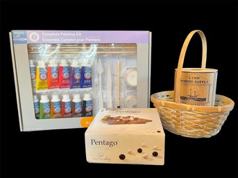 Artists Loft Complete Painting Kit, Basket, Lynn Marine Supply Stickers & Pentago (Base.)