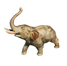 Bronze African Elephant Figurine Trunk Up
