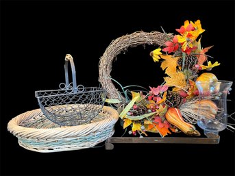 Fall Wreath, Basket & Decor (Base.)