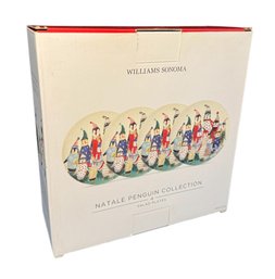 Williams Sonoma Natale Penguin Collection Salad Plates 4pc Set