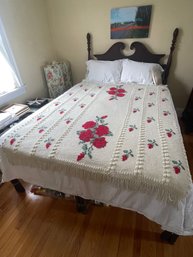 Handmade Red Rose Pattern Throw (BR2)