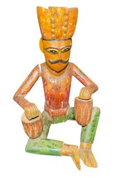 Indian Carved Wooden Musician Statue