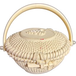 Decorative Resin Lidded Basket With Handle