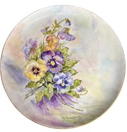 Signed Hand Painted Floral Porcelain Plate