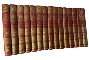 1930s Red Gilded Standard American Encylopedia 15pc Book Set
