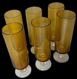 Amber Glass Champagne Flutes 6pc (DR)