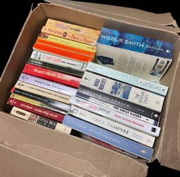 Box Full Of Softcover Novels Mostly Fiction/Fantasy