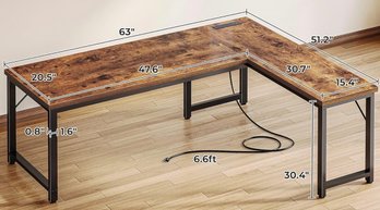Huuger L-Shaped Desk With Power Outlets New In Box