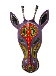 African Purple Metal Giraffe Wall Mask Made In Zimbabwe
