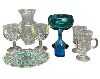 Mikasa Peppermint Swirl Dish & Assorted Glassware 8pc