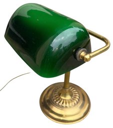 Green Glass Shaded Bankers Lamp