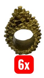 Gold Tone Pinecone Napkin Rings 6pc (DR)