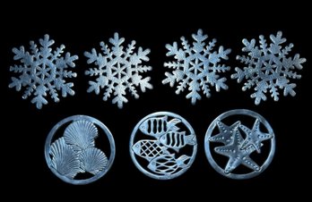 Snowflake & Sealife Metal Trivet Assortment 7pc (Dr)