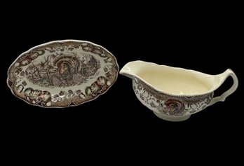 Johnson Bros His Majesty Gravy Boat & Saucer (K)