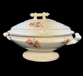 Ironstone Rose Ceramic Covered Serving Tureen