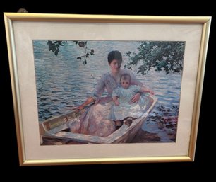 Matted And Framed Mother And Child In A Boat By Edmund Charles Tarbell (BR2)