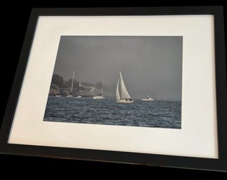 Matted And Framed Sailboat On The Ocean Photo By Unknown Artist (BR2)