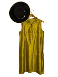 S MaxMara Designed For Easy Living Dress & Navy Blue Hat By Nordstrom (L)