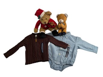 Baby Gap Sweater & Onesie And Teddy Bears (L)