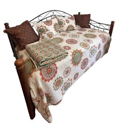 Metal And Wood Twin With Twin Trundle Day Bed With 2 Twin Cynthia Rowley Quilts And 2 Shams (BR2)