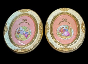 Victorian Cameo Style Gilded Framed Wall Art Pair