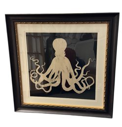 Nautical Octopus Art Print In Beautiful Ornate Gold Inlaid Frame