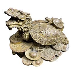 Chinese Turtle Dragon Metal Figurine