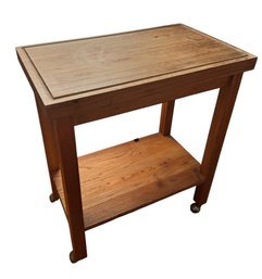 Wooden Two Tier Rolling Serving Cart (K)