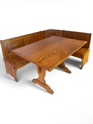 Vintage Wooden Corner Table And Bench Set (K)