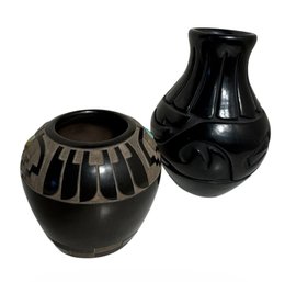 Black Native American Pottery Pair (BR1)