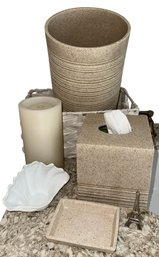 Tissue Box Cover, Soap Dish, Trash Can & Assorted Bathroom Decor (BA1)