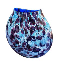 Blue Fused Art Glass Vase