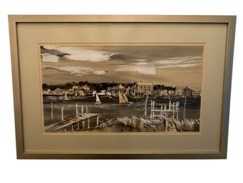 Quiet Harbor Scene Framed Wall Art Print (BA1)