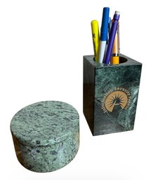 Green Marble Trinket Box & Pen Holder (BR2)