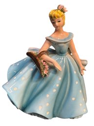 Lefton Southern Belle Blue Ceramic Planter Vase